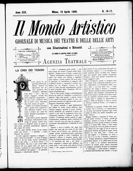 Il mondo artistico : giornale di musica dei teatri e delle belle arti