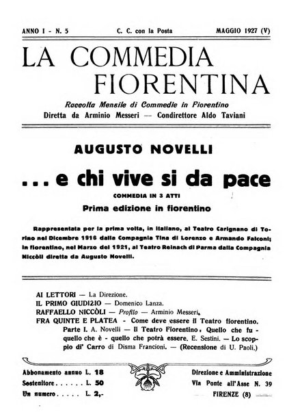 La commedia fiorentina raccolta mensile di commedie in vernacolo fiorentino