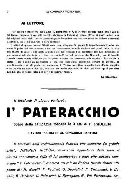 La commedia fiorentina raccolta mensile di commedie in vernacolo fiorentino