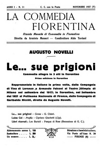 La commedia fiorentina raccolta mensile di commedie in vernacolo fiorentino