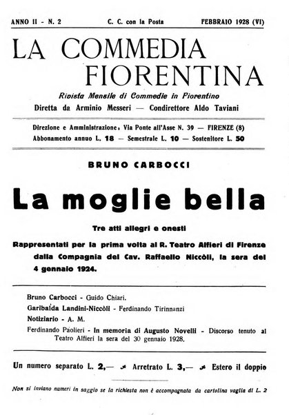 La commedia fiorentina raccolta mensile di commedie in vernacolo fiorentino