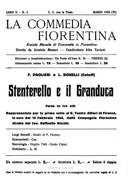 La commedia fiorentina raccolta mensile di commedie in vernacolo fiorentino