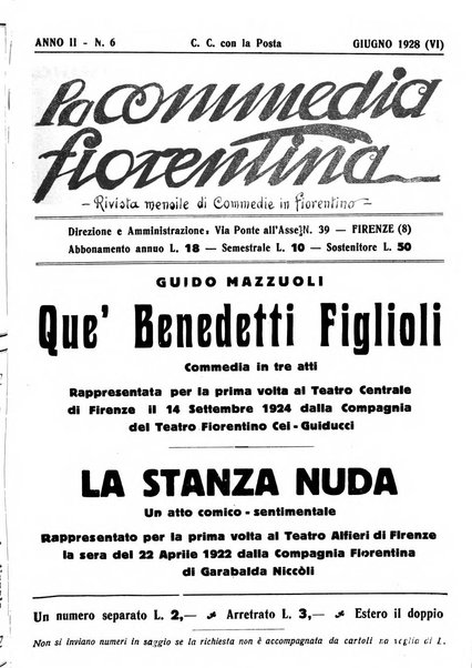 La commedia fiorentina raccolta mensile di commedie in vernacolo fiorentino