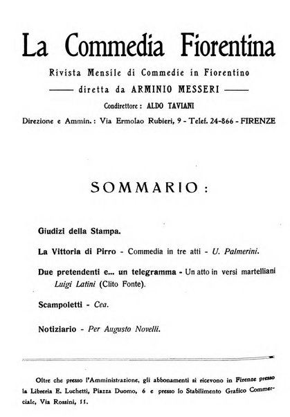 La commedia fiorentina raccolta mensile di commedie in vernacolo fiorentino