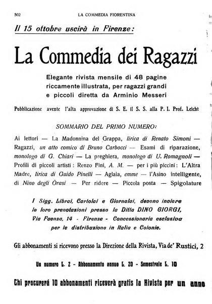 La commedia fiorentina raccolta mensile di commedie in vernacolo fiorentino