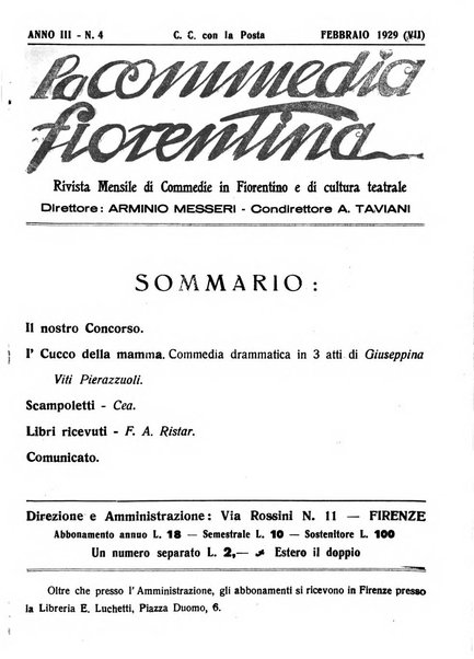 La commedia fiorentina raccolta mensile di commedie in vernacolo fiorentino