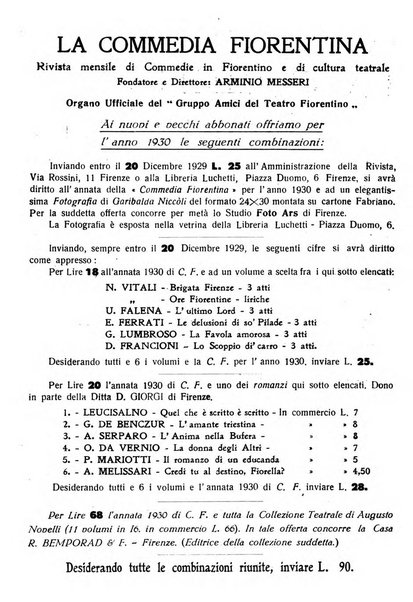 La commedia fiorentina raccolta mensile di commedie in vernacolo fiorentino