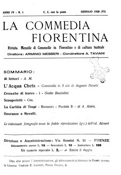 La commedia fiorentina raccolta mensile di commedie in vernacolo fiorentino