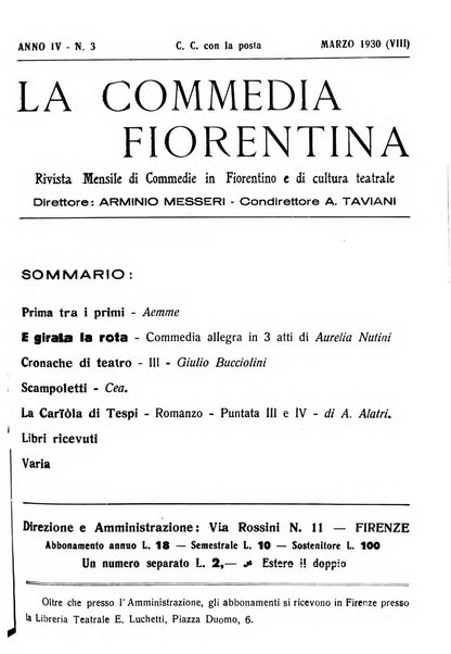 La commedia fiorentina raccolta mensile di commedie in vernacolo fiorentino