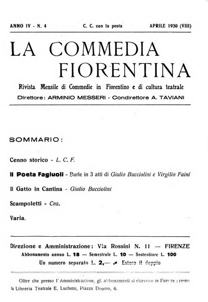 La commedia fiorentina raccolta mensile di commedie in vernacolo fiorentino