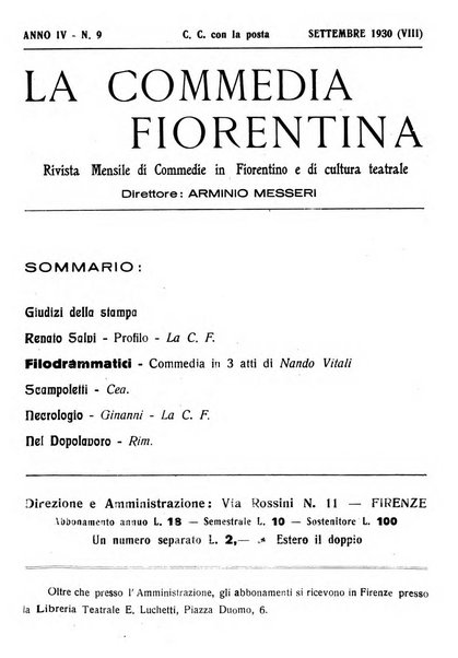 La commedia fiorentina raccolta mensile di commedie in vernacolo fiorentino