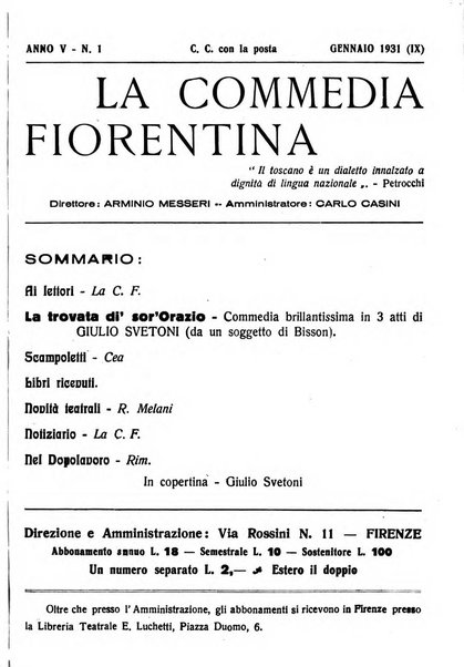 La commedia fiorentina raccolta mensile di commedie in vernacolo fiorentino