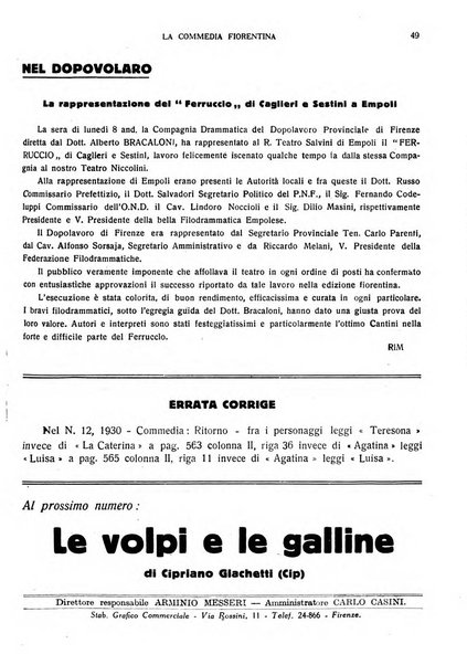 La commedia fiorentina raccolta mensile di commedie in vernacolo fiorentino