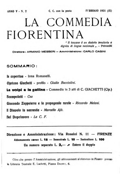 La commedia fiorentina raccolta mensile di commedie in vernacolo fiorentino