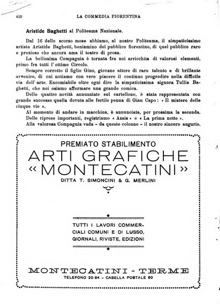 La commedia fiorentina raccolta mensile di commedie in vernacolo fiorentino