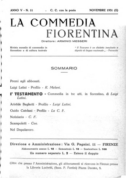 La commedia fiorentina raccolta mensile di commedie in vernacolo fiorentino