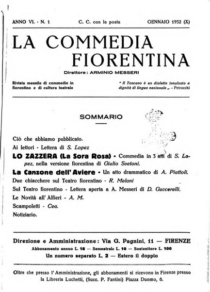 La commedia fiorentina raccolta mensile di commedie in vernacolo fiorentino