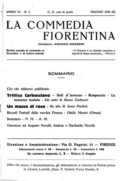 La commedia fiorentina raccolta mensile di commedie in vernacolo fiorentino