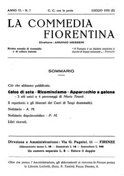 La commedia fiorentina raccolta mensile di commedie in vernacolo fiorentino