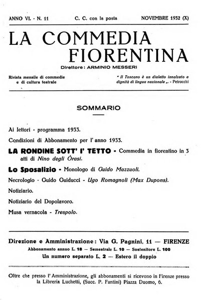 La commedia fiorentina raccolta mensile di commedie in vernacolo fiorentino