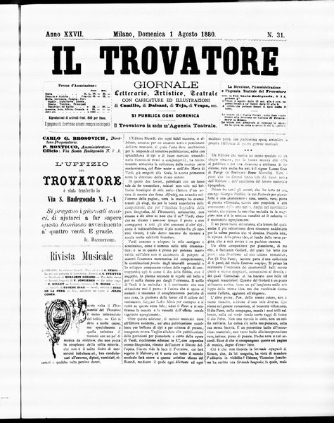 Il trovatore : giornale letterario, artistico, teatrale