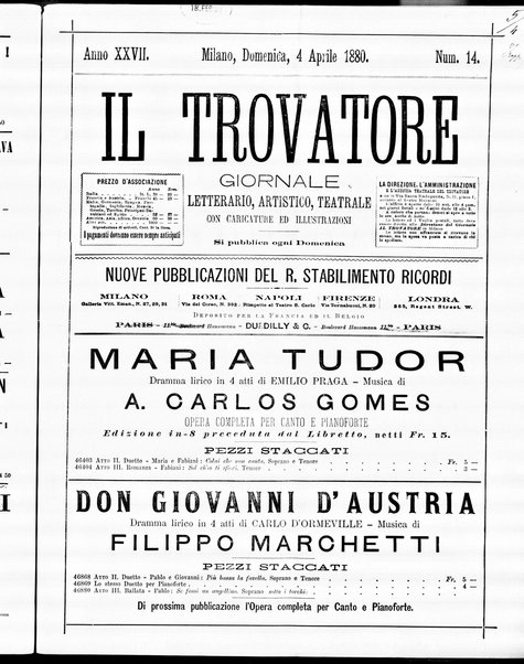 Il trovatore : giornale letterario, artistico, teatrale