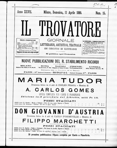 Il trovatore : giornale letterario, artistico, teatrale