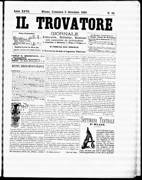 Il trovatore : giornale letterario, artistico, teatrale