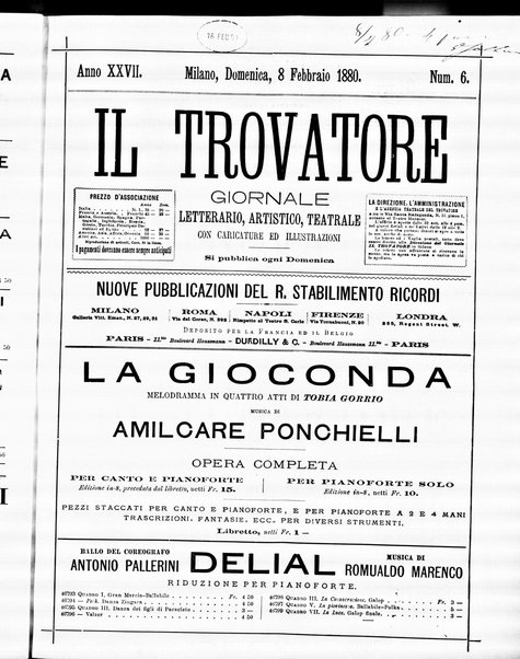 Il trovatore : giornale letterario, artistico, teatrale