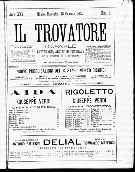 Il trovatore : giornale letterario, artistico, teatrale