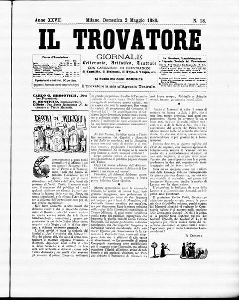 Il trovatore : giornale letterario, artistico, teatrale