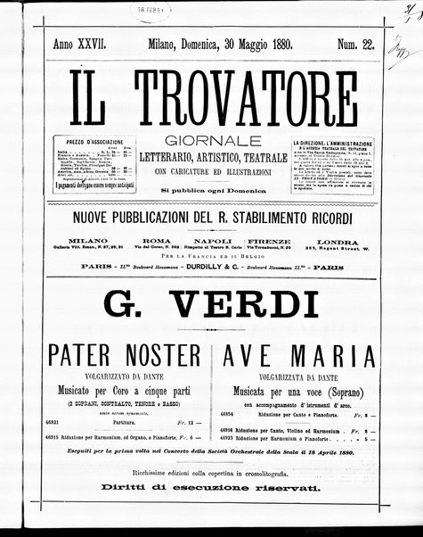 Il trovatore : giornale letterario, artistico, teatrale