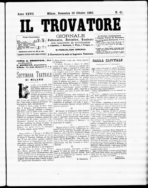 Il trovatore : giornale letterario, artistico, teatrale