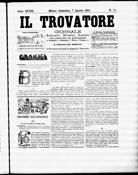 Il trovatore : giornale letterario, artistico, teatrale