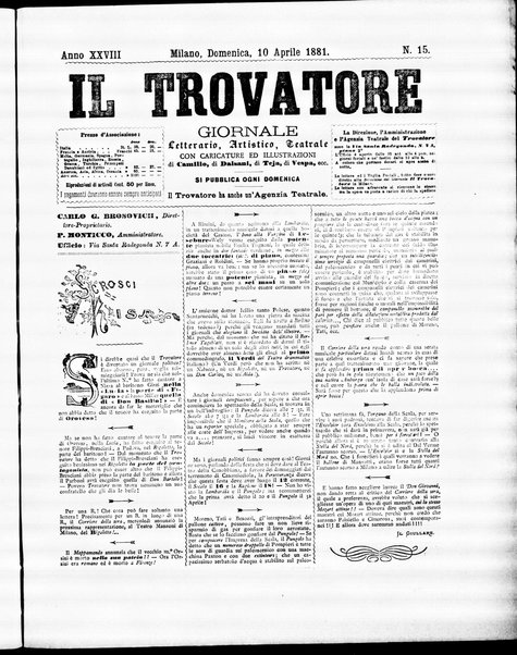 Il trovatore : giornale letterario, artistico, teatrale