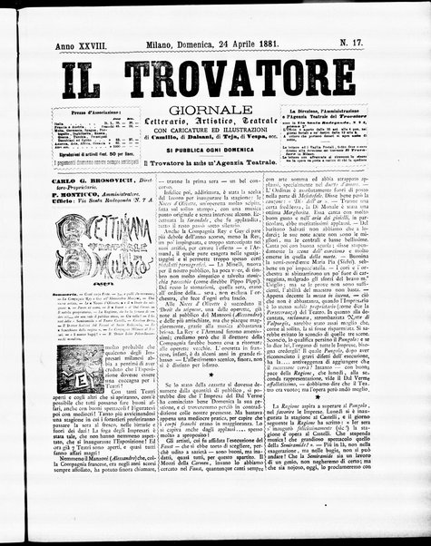 Il trovatore : giornale letterario, artistico, teatrale