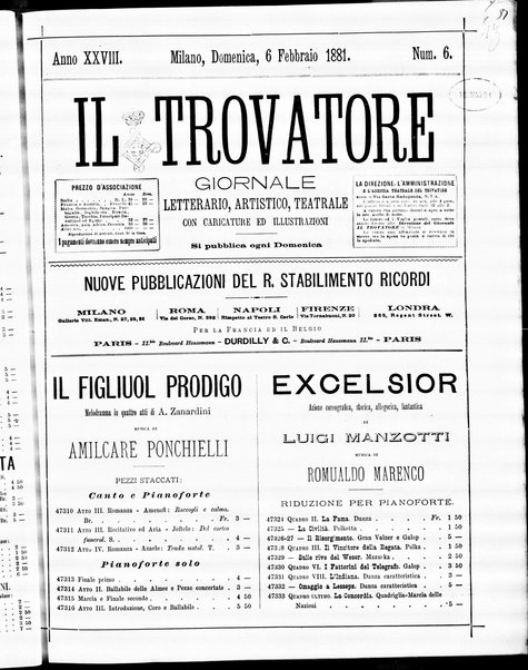 Il trovatore : giornale letterario, artistico, teatrale