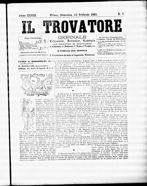 Il trovatore : giornale letterario, artistico, teatrale