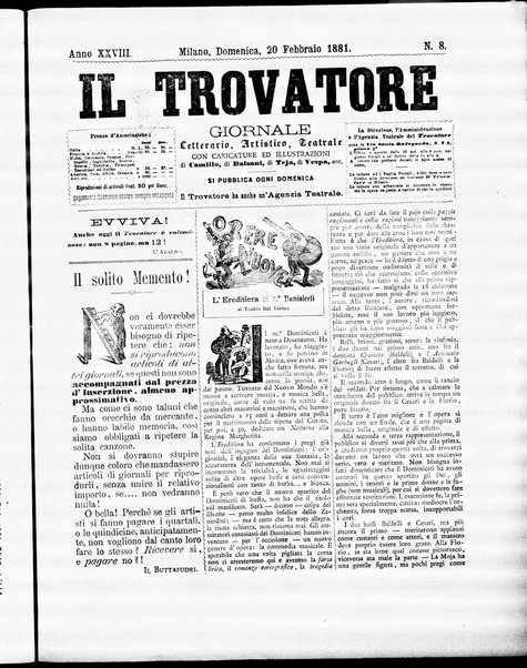 Il trovatore : giornale letterario, artistico, teatrale