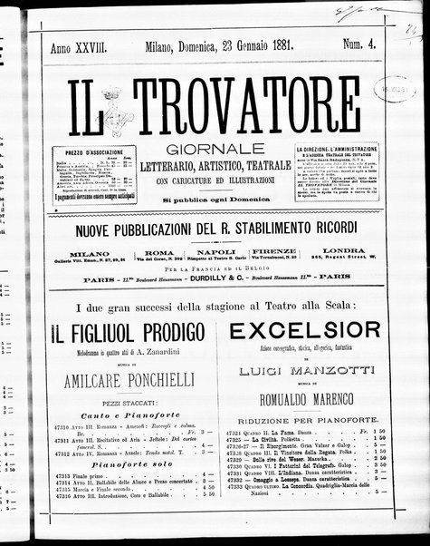 Il trovatore : giornale letterario, artistico, teatrale