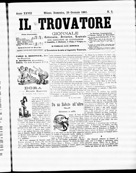 Il trovatore : giornale letterario, artistico, teatrale