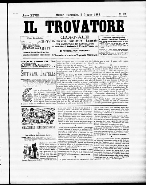 Il trovatore : giornale letterario, artistico, teatrale