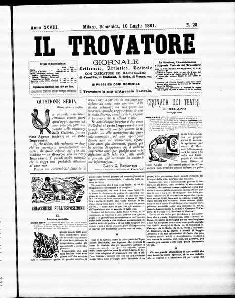 Il trovatore : giornale letterario, artistico, teatrale