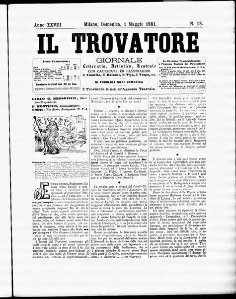 Il trovatore : giornale letterario, artistico, teatrale