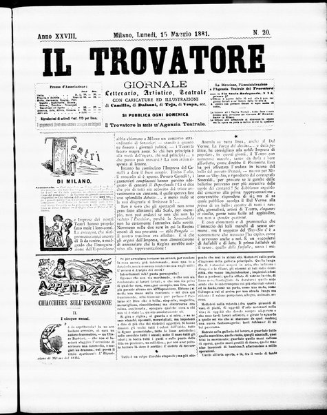 Il trovatore : giornale letterario, artistico, teatrale