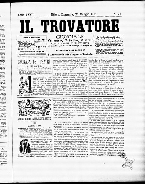 Il trovatore : giornale letterario, artistico, teatrale