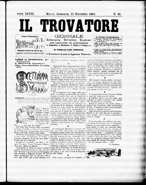 Il trovatore : giornale letterario, artistico, teatrale