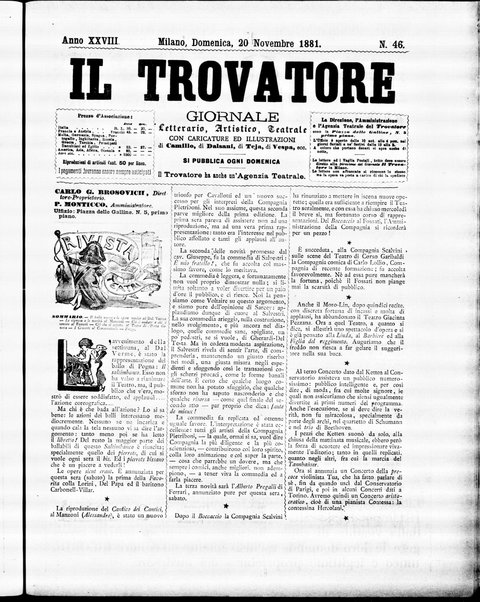 Il trovatore : giornale letterario, artistico, teatrale