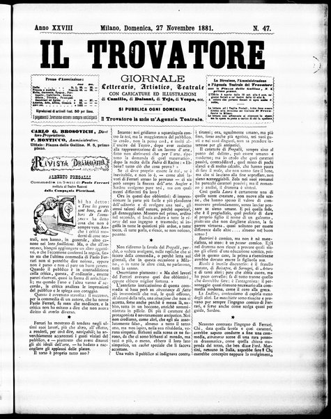 Il trovatore : giornale letterario, artistico, teatrale