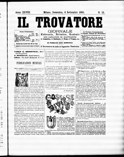 Il trovatore : giornale letterario, artistico, teatrale